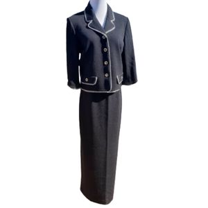 VINTAGE Skirt Jacket Black White Set Y2K Formal ST JOHN COLLECTION